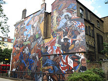 Pintura moderna que descreve os eventos da Batalha de Cable Street.